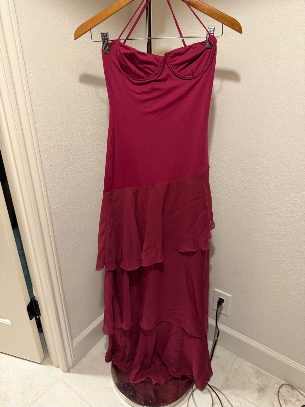 Lucy in the Sky Magenta Maxi Ruffle Tiered Dress